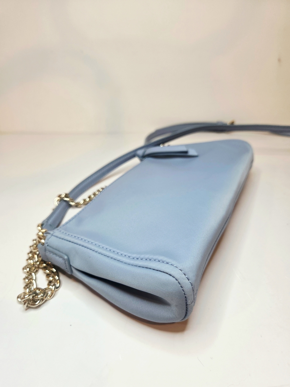 Kate Spade Convertible Crossbody Nylon Purse Baby Blue Baguette Demi Pochette - Picture 9 of 16
